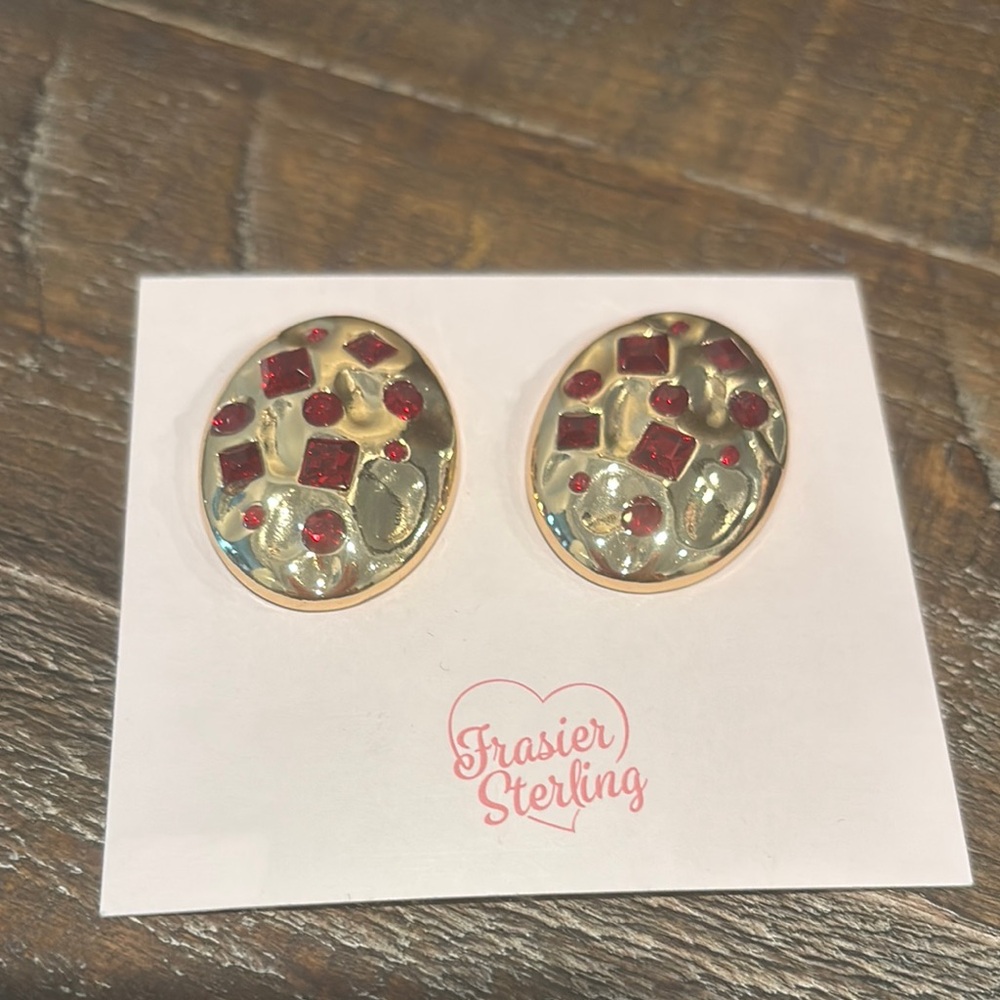 Gold and Red Earrings